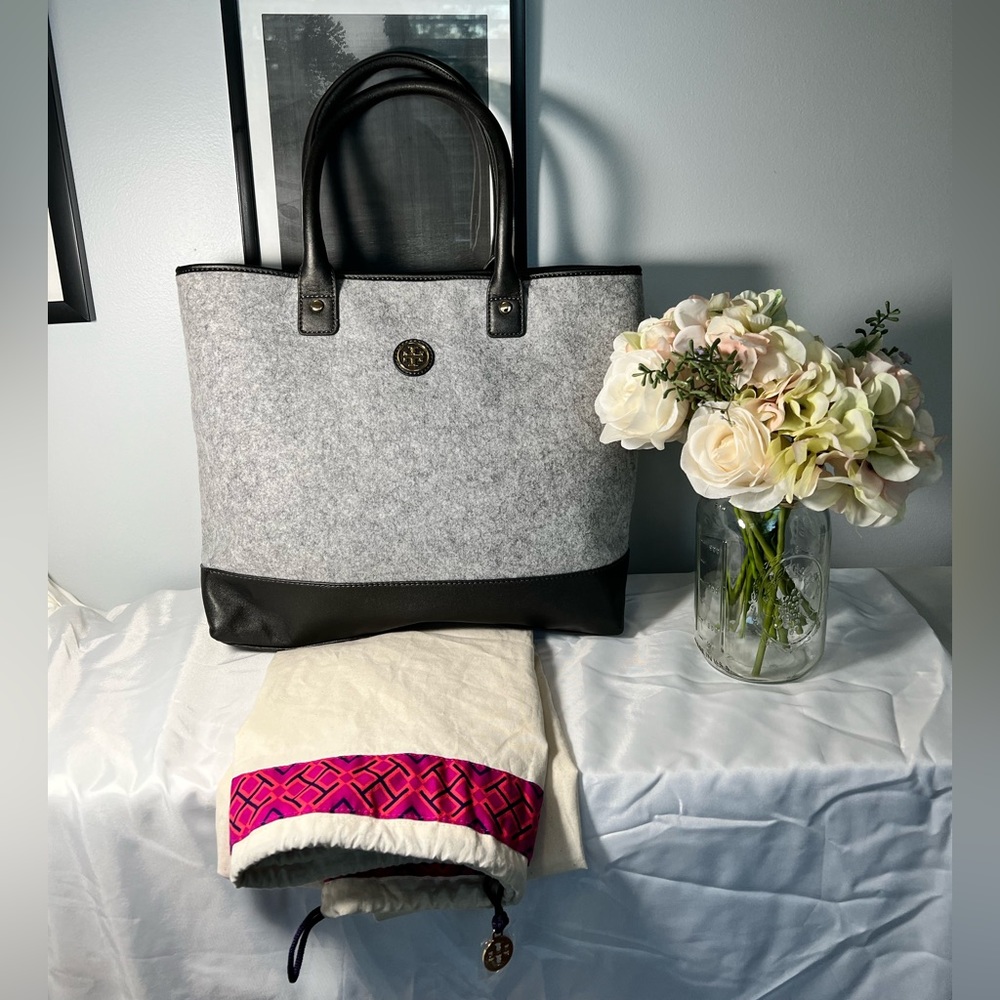 Tory Burch Gray and Black Tote
